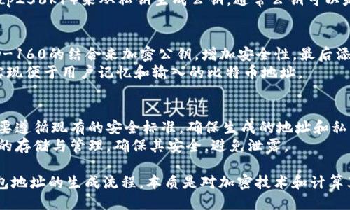 比特币钱包地址的生成过程可以分为几个主要步骤。以下是生成比特币钱包地址的伪代码概要：

1. **生成私钥**：通常是使用随机数生成器来生成256位的随机数。
2. **生成公钥**：使用椭圆曲线数字签名算法（ECDSA）将私钥转换为公钥。
3. **生成钱包地址**：
   - 对公钥进行SHA-256哈希处理。
   - 然后再对结果进行RIPEMD-160哈希处理。
   - 然后添加网络版本前缀（对于主网比特币是0x00）。
   - 计算地址的检验和：对前面产生的结果进行双SHA-256哈希，然后取前4个字节作为检验和。
   - 将网络版本、RIPEMD-160哈希和检验和结合在一起。
   - 最后使用Base58编码将结果转换为比特币地址。

以下是具体的伪代码表示：

```plaintext
function generateBitcoinAddress():
    // Step 1: Generate a random private key
    privateKey = generateRandom256BitNumber()

    // Step 2: Generate the public key from the private key
    publicKey = generatePublicKey(privateKey)

    // Step 3: Generate the wallet address
    // Hash the public key with SHA-256
    sha256Hash = sha256(publicKey)

    // Hash the result with RIPEMD-160
    ripemd160Hash = ripemd160(sha256Hash)

    // Add version prefix (0x00 for mainnet)
    versionedPayload = concatenate(versionPrefix, ripemd160Hash)

    // Calculate checksum
    checksum = sha256(sha256(versionedPayload))[0:4]

    // Create the final address
    finalAddress = base58Encode(concatenate(versionedPayload, checksum))

    return finalAddress
```

### 解释每个步骤：

1. **生成私钥**：
   - 使用安全的随机数生成器生成256位的随机数，确保私钥的安全性。

2. **生成公钥**：
   - 使用椭圆曲线算法（如secp256k1）来从私钥生成公钥，通常公钥可以是压缩的或未压缩的格式。

3. **生成钱包地址**：
   - 通过SHA-256和RIPEMD-160的结合来加密公钥，增加安全性，最后添加校验和以确保地址的完整性。
   - 最后，通过Base58编码实现便于用户记忆和输入的比特币地址。

### 注意事项：
- 各种加密和哈希算法的实现要遵循现有的安全标准，确保生成的地址和私钥难以被攻击者破解。
- 实际操作中应当处理好私钥的存储与管理，确保其安全，避免泄露。 

这种伪代码用于理解比特币钱包地址的生成流程，本质是对加密技术和计算算法的一个高层次抽象。